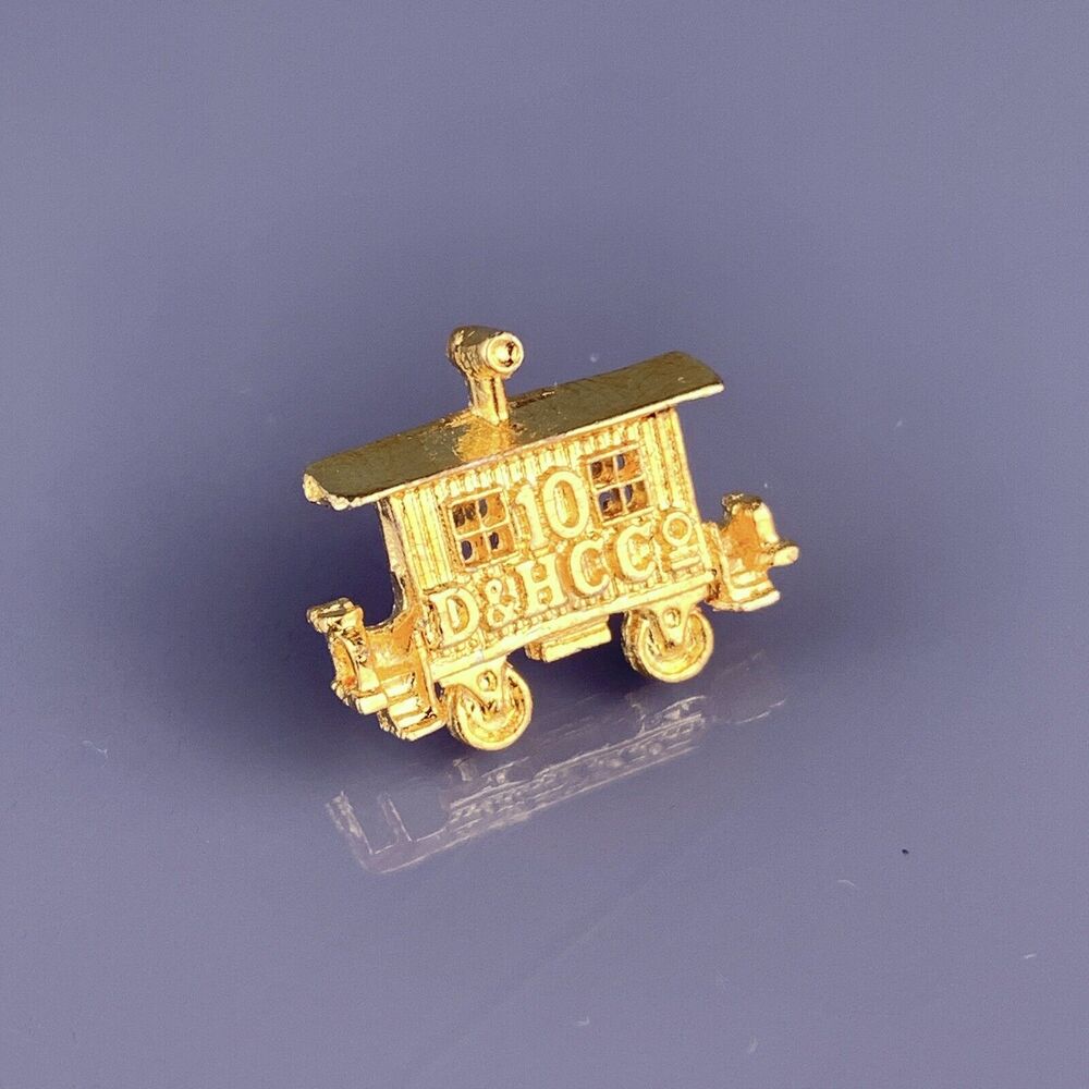 D&H C Co Railroad Train Caboose Tack Pin Gold Plated Delaware Hudson Canal VTG